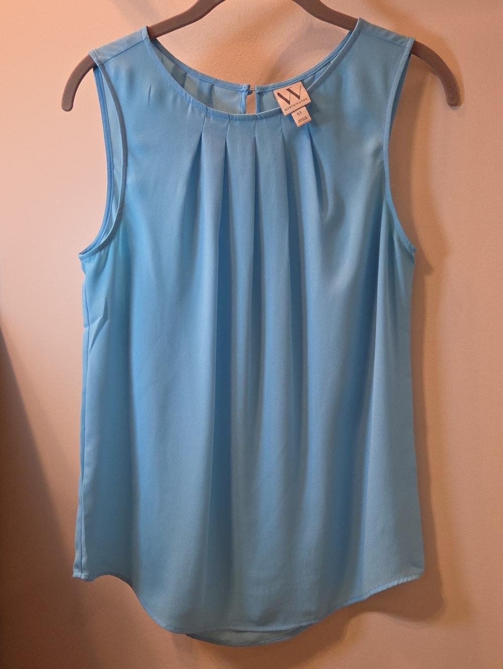 Worthington Light Blue Sleeveless Pleated Camisole